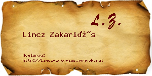 Lincz Zakariás névjegykártya